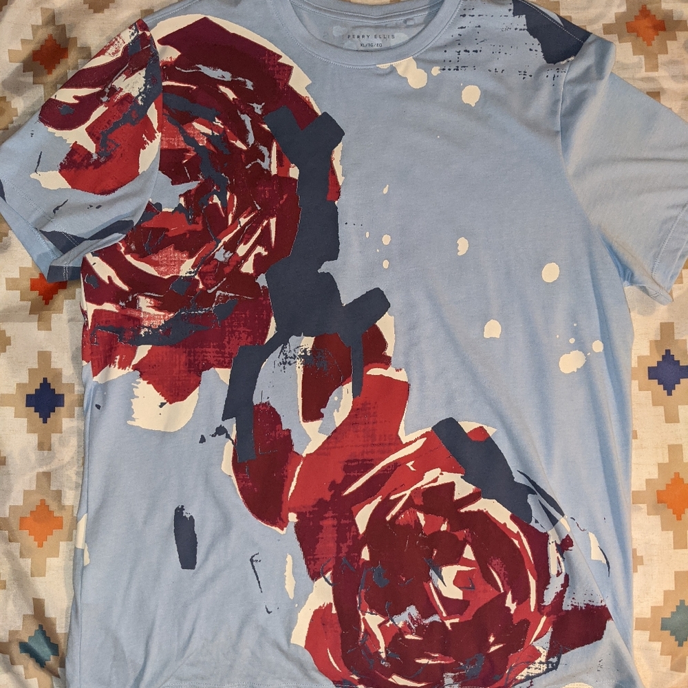 Perry Ellis rose print Tshirt